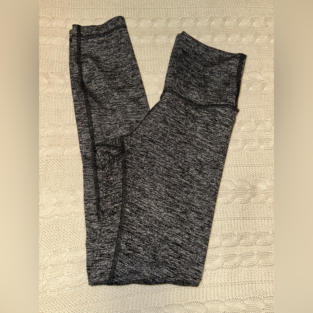 Lululemon Wunder Under Hi-Rise Tight Heathered Black Inseam 28" Size 2